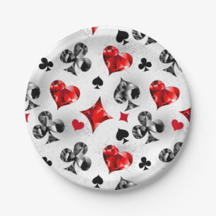 Poker Player Gambler Playing Card Suits Las Vegas Paper Plates