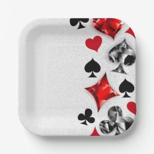 Poker Player Gambler Playing Card Suits Las Vegas Paper Plates