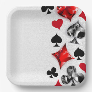 Poker Player Gambler Playing Card Suits Las Vegas Paper Plates