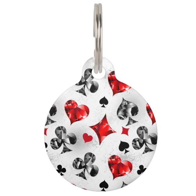 Poker Player Gambler Playing Card Suits Las Vegas Pet ID Tag (Front)