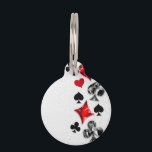 Poker Player Gambler Playing Card Suits Las Vegas Pet ID Tag<br><div class="desc">Gray, textured background with polygonal playing cards symbols. Symbols of playing cards, heart, diamond, spade and club.</div>