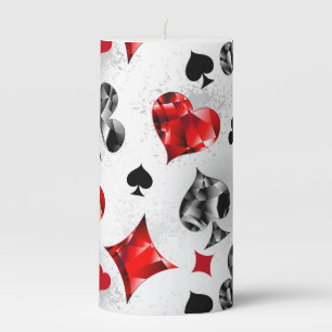 Poker Player Gambler Playing Card Suits Las Vegas Pillar Candle