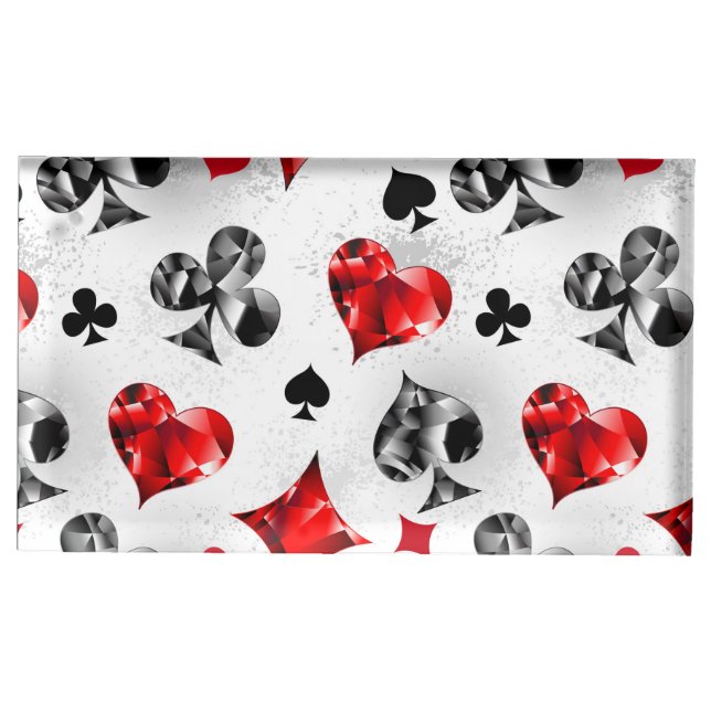 Poker Player Gambler Playing Card Suits Las Vegas Place Card Holder (Front)