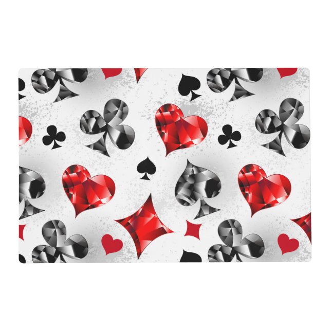 Poker Player Gambler Playing Card Suits Las Vegas Placemat (Front)