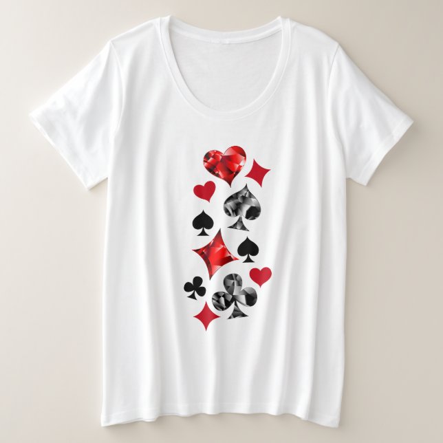 Poker Player Gambler Playing Card Suits Las Vegas Plus Size T-Shirt (Design Front)