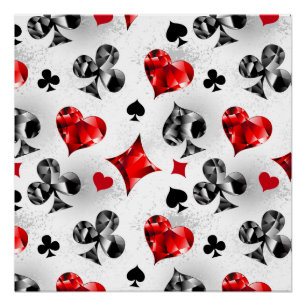 Poker Player Gambler Playing Card Suits Las Vegas Poster