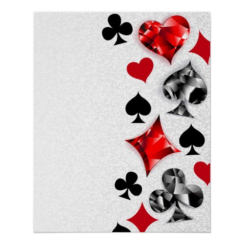Poker Player Gambler Playing Card Suits Las Vegas Poster