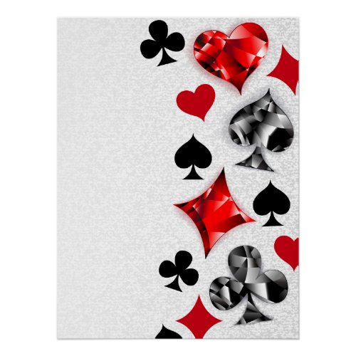 Poker Player Gambler Playing Card Suits Las Vegas Poster