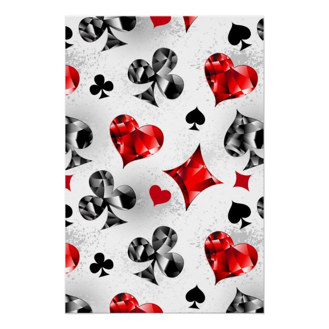 Poker Player Gambler Playing Card Suits Las Vegas Poster (Front)