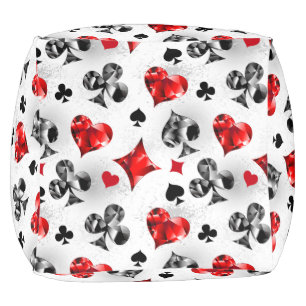 Poker Player Gambler Playing Card Suits Las Vegas Pouf