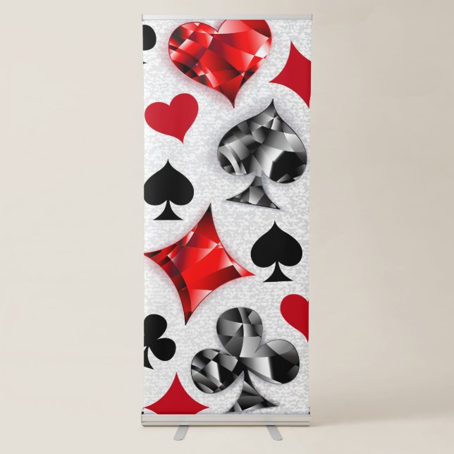 Poker Player Gambler Playing Card Suits Las Vegas Retractable Banner (Front)