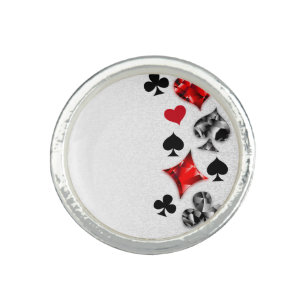 Poker Player Gambler Playing Card Suits Las Vegas Ring