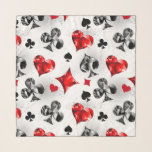 Poker Player Gambler Playing Card Suits Las Vegas Scarf<br><div class="desc">Gray,  textured background with polygonal playing cards symbols. Symbols of playing cards,  heart,  diamond,  spade and club.</div>