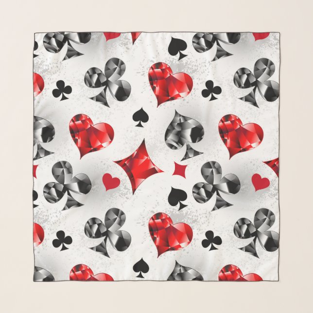 Poker Player Gambler Playing Card Suits Las Vegas Scarf (Front)