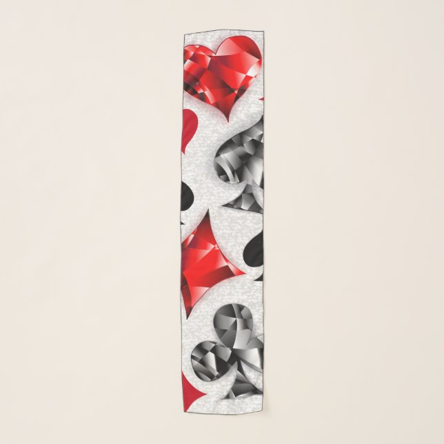 Poker Player Gambler Playing Card Suits Las Vegas Scarf (Front)