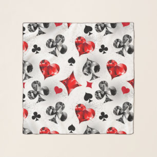 Poker Player Gambler Playing Card Suits Las Vegas Scarf