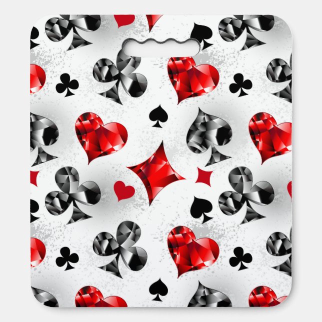 Poker Player Gambler Playing Card Suits Las Vegas Seat Cushion (Front Vertical)