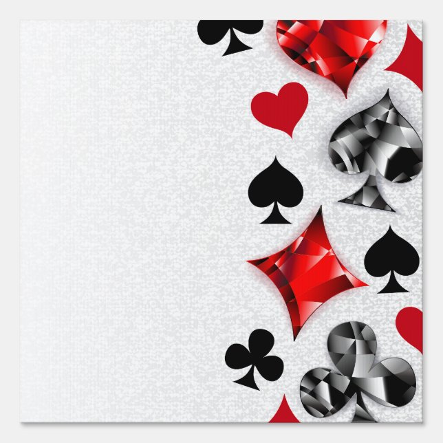 Poker Player Gambler Playing Card Suits Las Vegas Sign (Front)