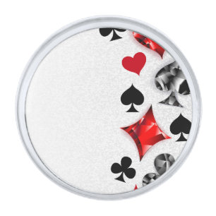 Poker Player Gambler Playing Card Suits Las Vegas Silver Finish Lapel Pin