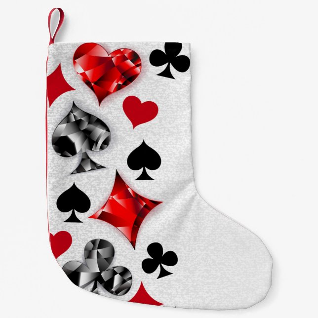 Poker Player Gambler Playing Card Suits Las Vegas Small Christmas Stocking (Front)