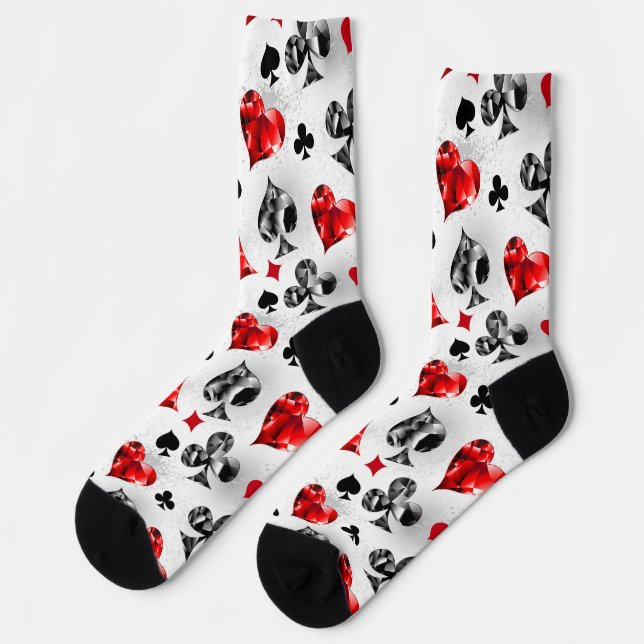 Poker Player Gambler Playing Card Suits Las Vegas Socks (Left)