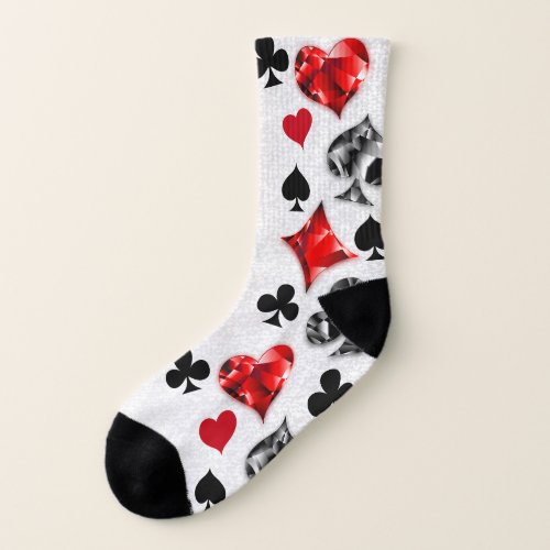 Poker Player Gambler Playing Card Suits Las Vegas Socks