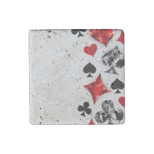 Poker Player Gambler Playing Card Suits Las Vegas Stone Magnet
