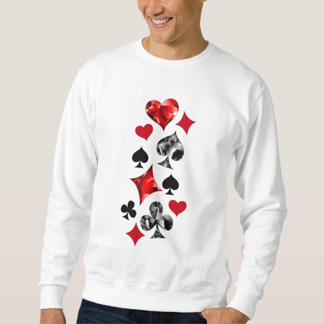 Poker Player Gambler Playing Card Suits Las Vegas Sweatshirt (Front)