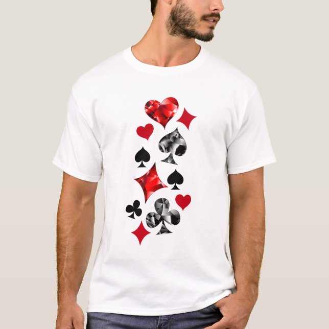 Poker Player Gambler Playing Card Suits Las Vegas T-Shirt (Front)