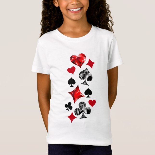 Poker Player Gambler Playing Card Suits Las Vegas T-Shirt (Front)