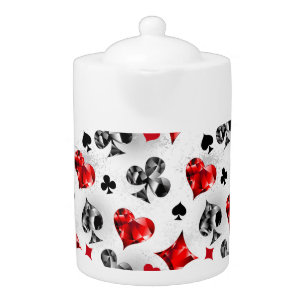 Poker Player Gambler Playing Card Suits Las Vegas Teapot