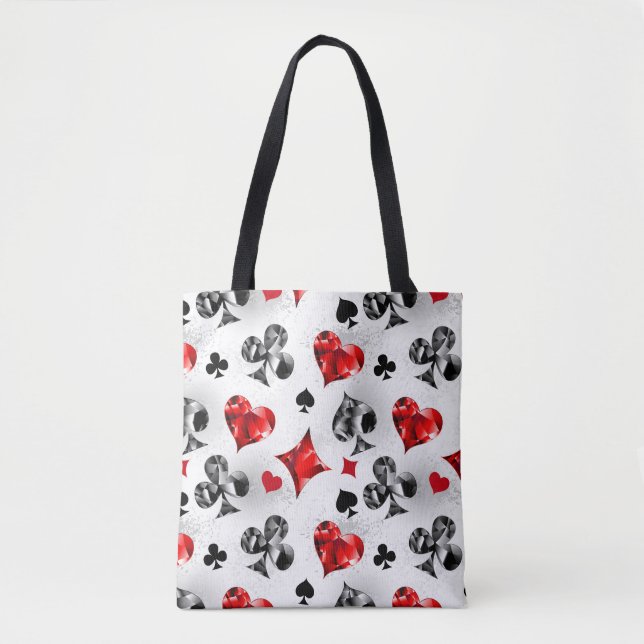 Poker Player Gambler Playing Card Suits Las Vegas Tote Bag (Front)