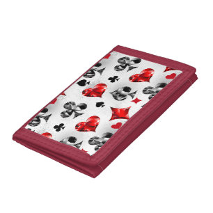 Poker Player Gambler Playing Card Suits Las Vegas Tri-fold Wallet