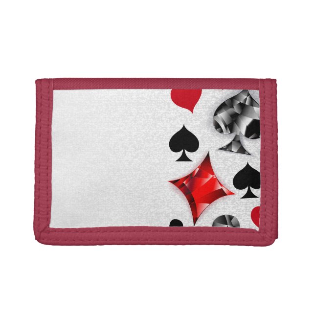 Poker Player Gambler Playing Card Suits Las Vegas Trifold Wallet (Front)