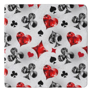 Poker Player Gambler Playing Card Suits Las Vegas Trivet