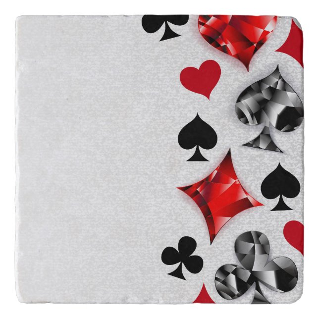 Poker Player Gambler Playing Card Suits Las Vegas Trivet (Front)