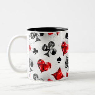 Poker Player Gambler Playing Card Suits Las Vegas Two-Tone Coffee Mug
