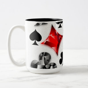 Poker Player Gambler Playing Card Suits Las Vegas Two-Tone Coffee Mug