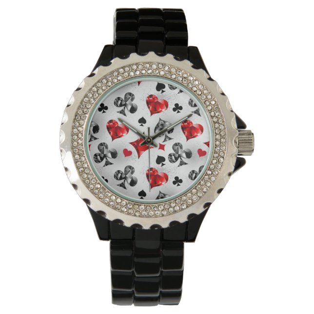 Poker Player Gambler Playing Card Suits Las Vegas Watch (Front)