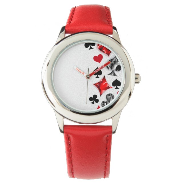 Poker Player Gambler Playing Card Suits Las Vegas Watch (Front)