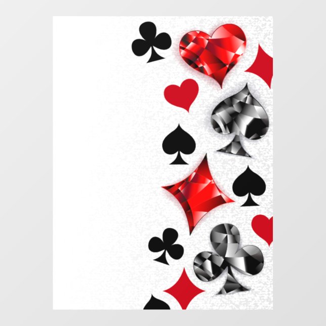 Poker Player Gambler Playing Card Suits Las Vegas Window Cling (Sheet)