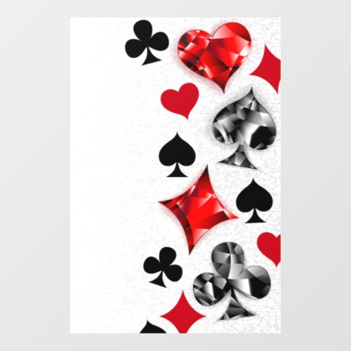 Poker Player Gambler Playing Card Suits Las Vegas Window Cling