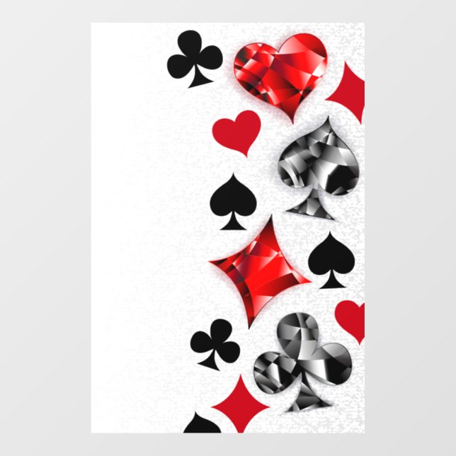 Poker Player Gambler Playing Card Suits Las Vegas Window Cling (Sheet)