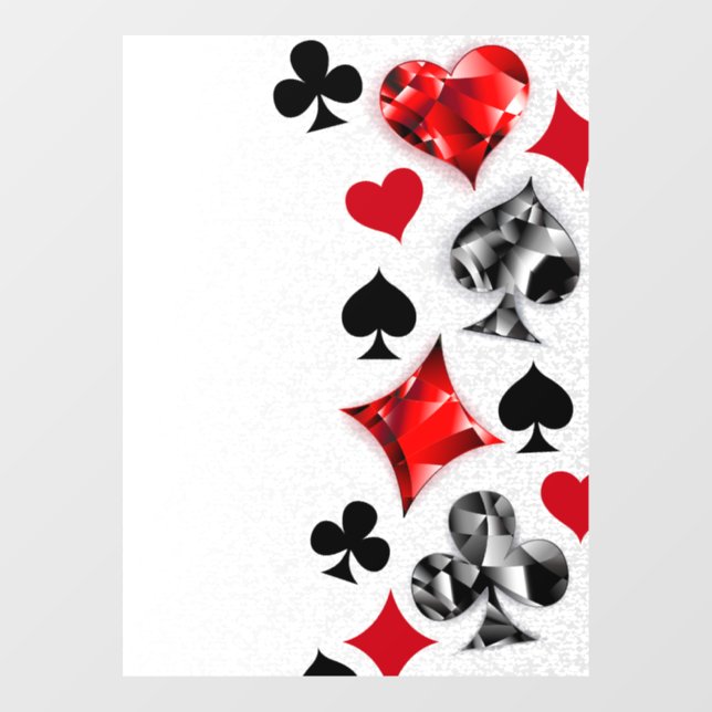 Poker Player Gambler Playing Card Suits Las Vegas Window Cling (Sheet)