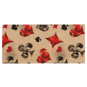 Poker Player Gambler Playing Card Suits Las Vegas Wood Flash Drive
