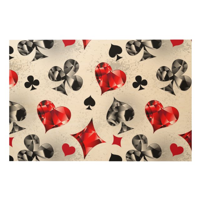 Poker Player Gambler Playing Card Suits Las Vegas Wood Wall Art (Front)