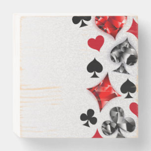 Poker Player Gambler Playing Card Suits Las Vegas Wooden Box Sign