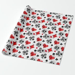 Poker Player Gambler Playing Card Suits Las Vegas Wrapping Paper