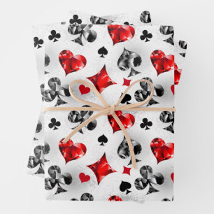 Poker Player Gambler Playing Card Suits Las Vegas Wrapping Paper Sheets