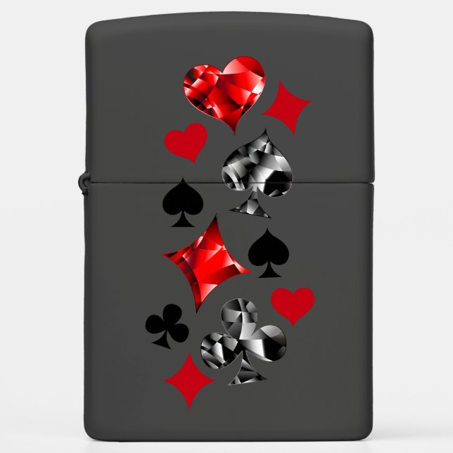 Poker Player Gambler Playing Card Suits Las Vegas Zippo Lighter (Front)
